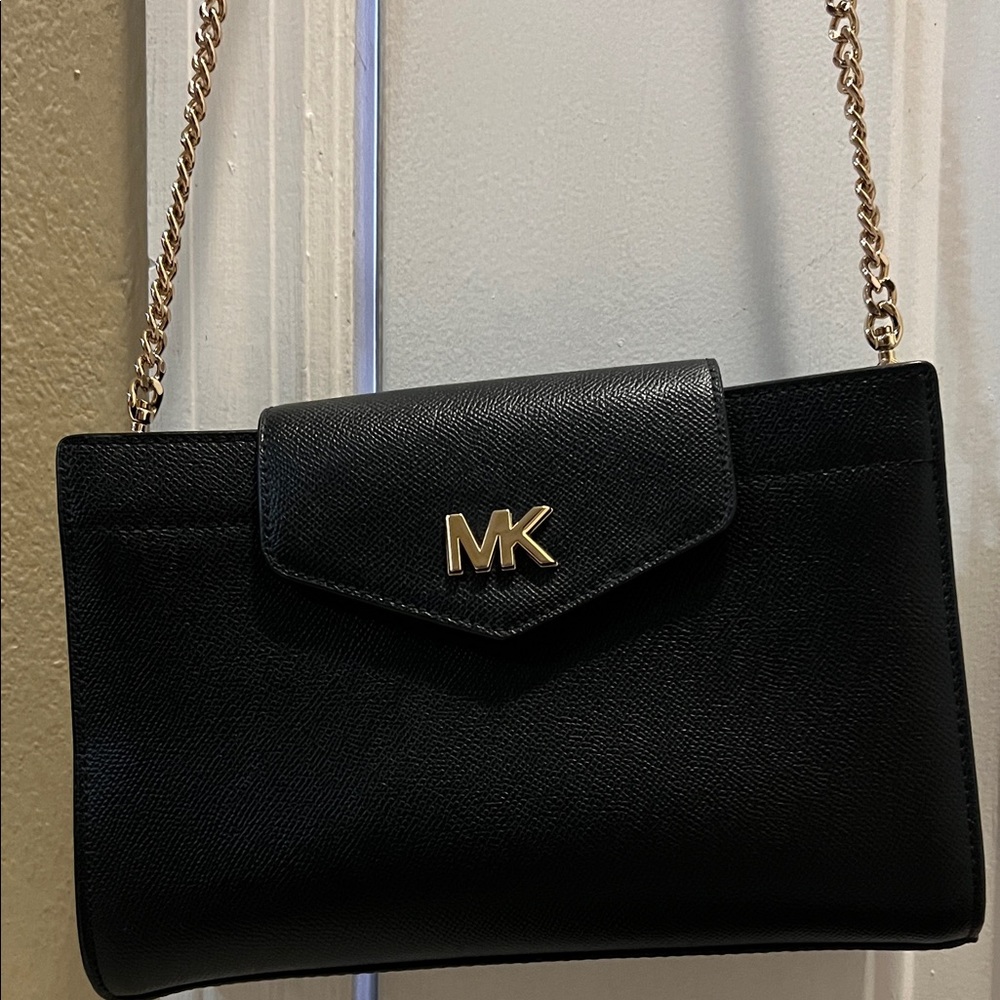 Michael Kors Black Crossbody Bag with Gold Chain